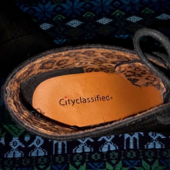 Cityclassified Black Faux-Suede Lace-Up Ankle Wedge Booties Women's Size 6.5 - Picture 5 of 7